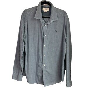Penguin Men's Sz XL Classic Fit Button Down Shirt Blue Plaid Long Sleeve Preppy